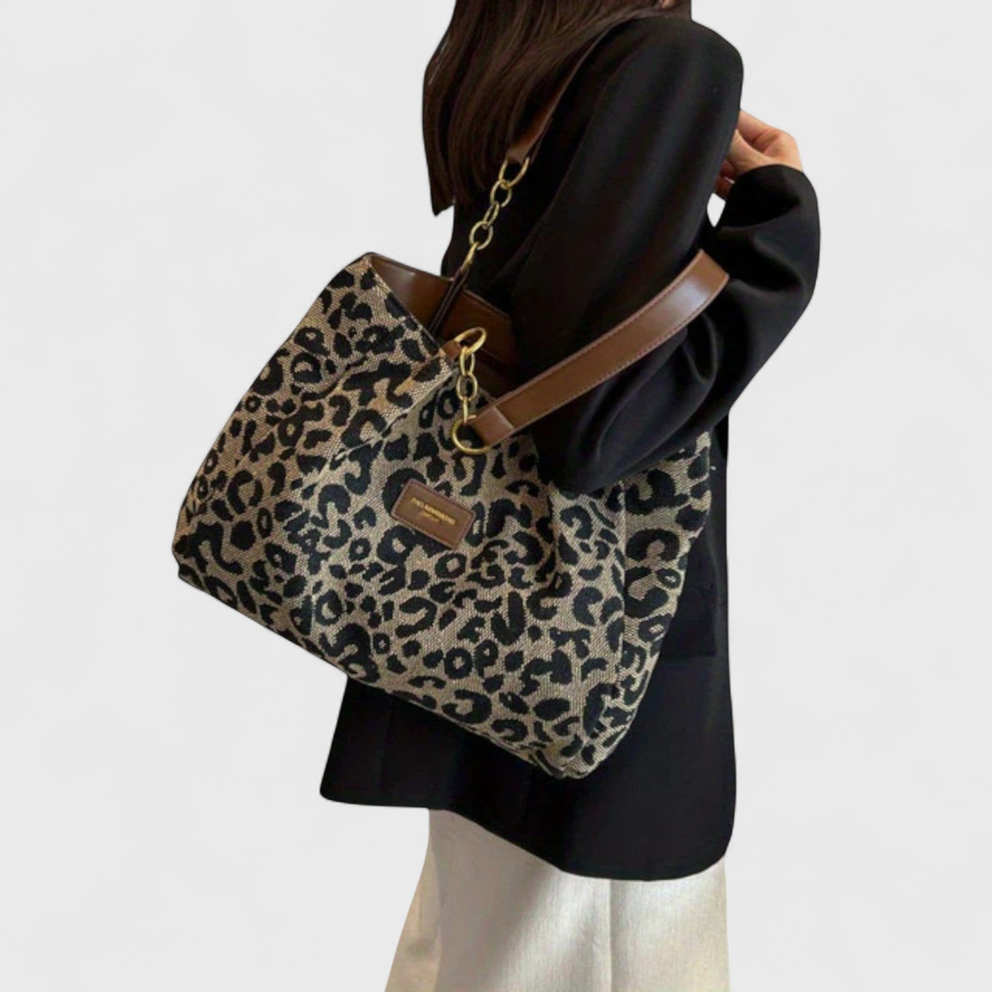 Pippi | Leopardmønstret lerret-shoppingbag
