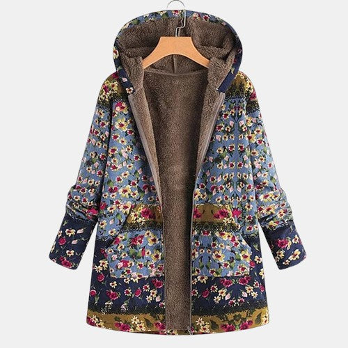 Elena | Boho blomstret sherpa-kapp med hette
