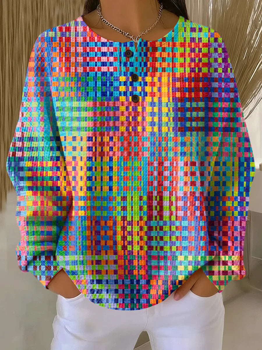 Rosa | Genser med fargerikt tartanmønster