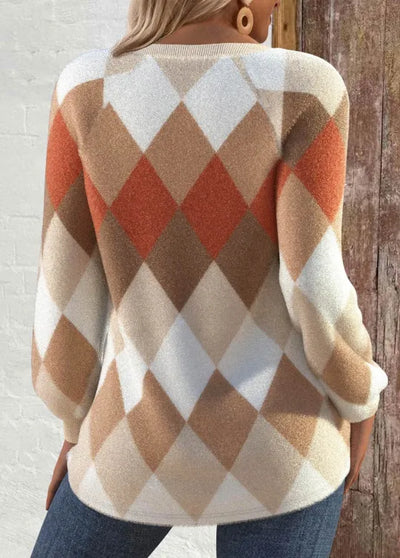 Skilt | Rutete strikk med knappdetaljer