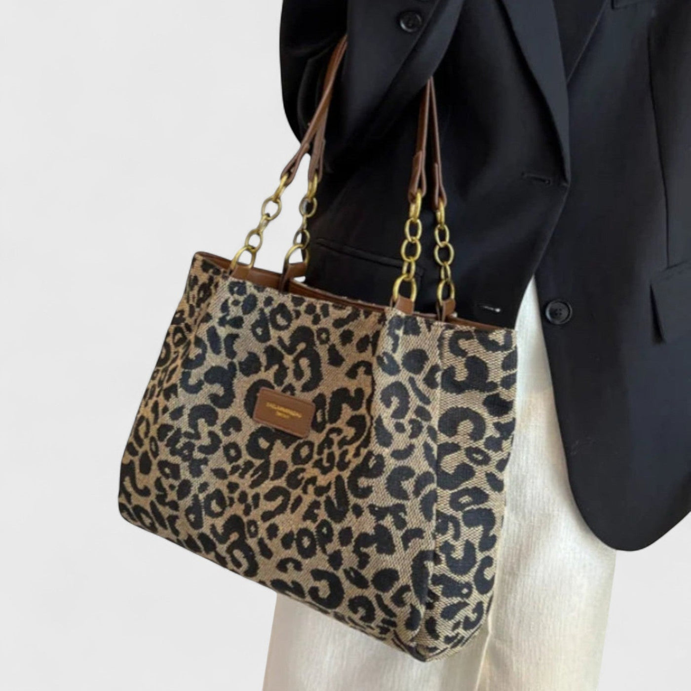 Pippi | Leopardmønstret lerret-shoppingbag