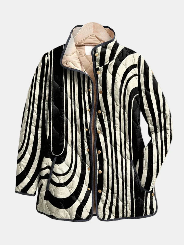 Soraya – Uformell vattert jakke med abstrakt geometrisk design